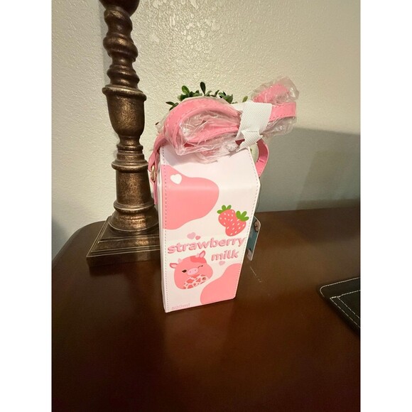 Squishmallow Strawberry Milk Crossbody Purse NWT - Picture 1 of 5